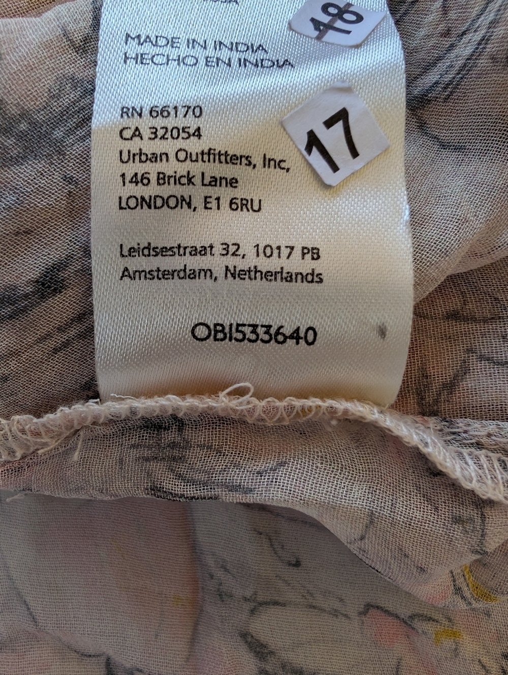 NWT By Anthropologie Pink Floral Sheer Curtain Top Large - Picture 16 of 16